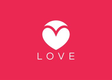 Minimalist Love logo design vector template. Creative red Heart shape logo clipart