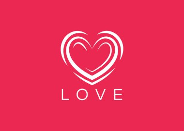 Minimalist Love logo tasarım vektör şablonu. Yaratıcı kırmızı kalp şekli logosu