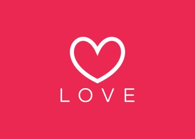 Minimalist Love logo tasarım vektör şablonu. Yaratıcı kırmızı kalp şekli logosu