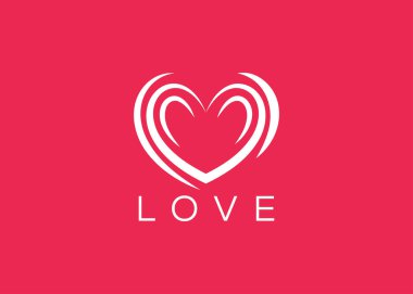 Minimalist Love logo tasarım vektör şablonu. Yaratıcı kırmızı kalp şekli logosu