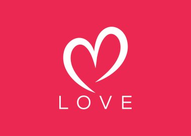 Minimalist Love logo tasarım vektör şablonu. Yaratıcı kırmızı kalp şekli logosu