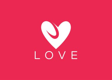Minimalist Love logo tasarım vektör şablonu. Yaratıcı kırmızı kalp şekli logosu