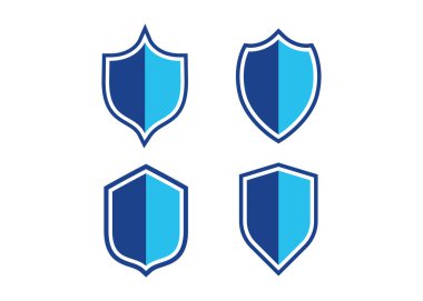 Minimalist Kalkan logo tasarım vektör şablonu. Koruma işareti vektörü