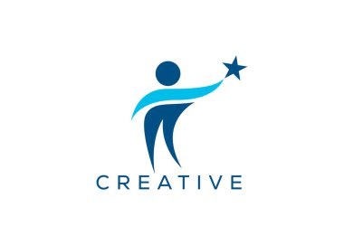 Minimalist Başarı insanların logo tasarım vektör şablonu. Yaratıcı iş büyüyen insanlar logosu