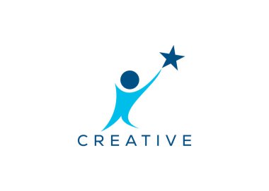 Minimalist Başarı insanların logo tasarım vektör şablonu. Yaratıcı iş büyüyen insanlar logosu