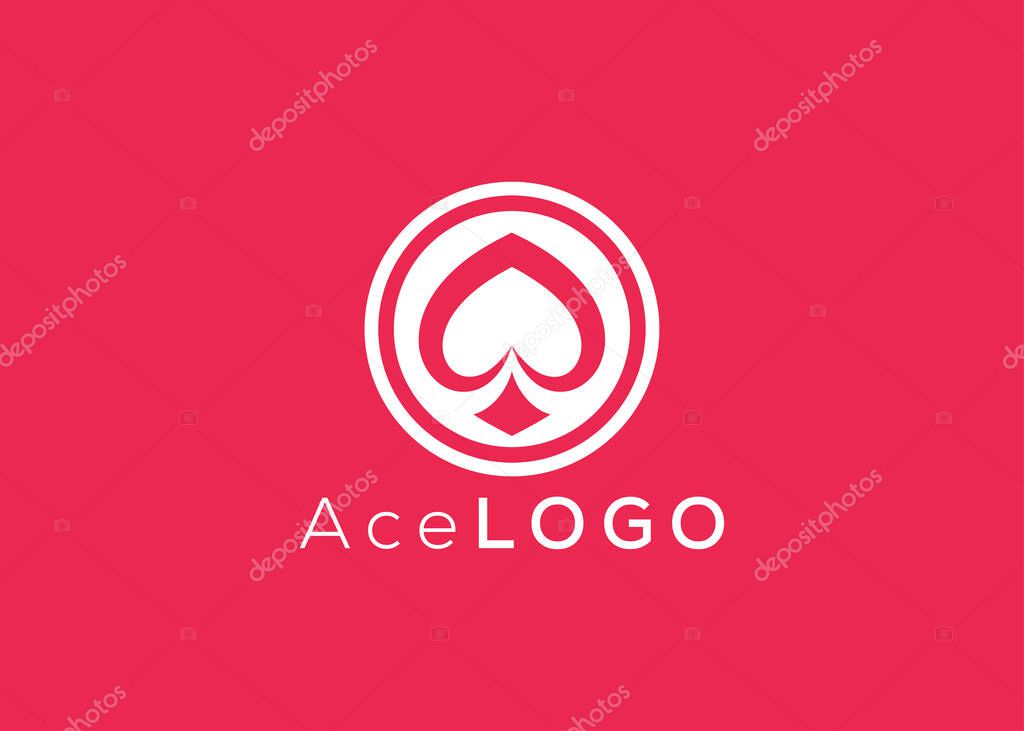 Minimalist Ace logo design vector template. Creative red ace shape logo