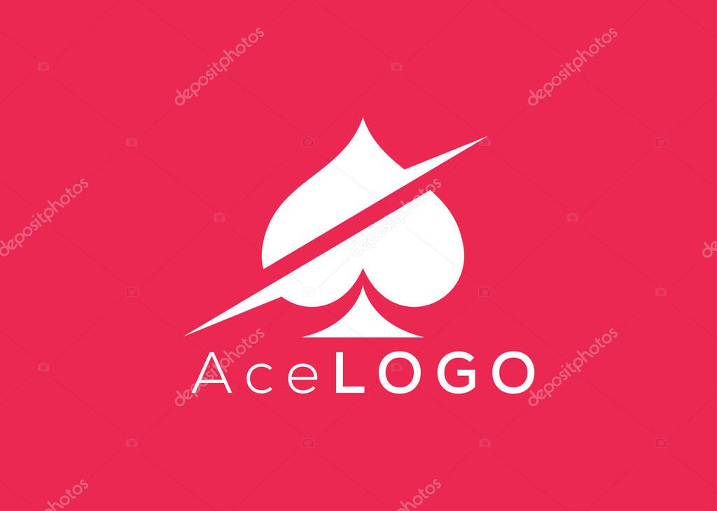 Minimalist Ace logo design vector template. Creative red ace shape logo