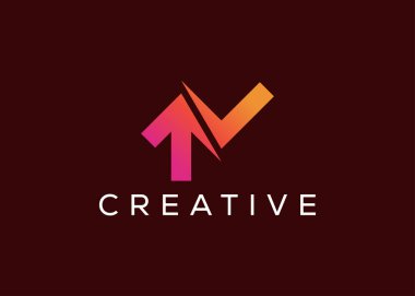 Minimalist ok büyüme işareti logo tasarım şablonu. Yaratıcı modern kontrol oku logosu