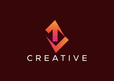 Minimalist ok büyüme işareti logo tasarım şablonu. Yaratıcı modern kontrol oku logosu