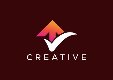 Minimalist ok büyüme işareti logo tasarım şablonu. Yaratıcı modern kontrol oku logosu