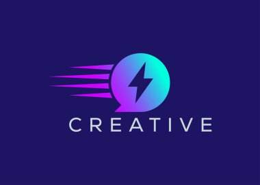 Minimalist Hızlı Sohbet logo tasarım vektör şablonu. Yaratıcı modern hızlı sohbet logosu