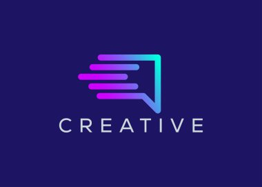 Minimalist Hızlı Sohbet logo tasarım vektör şablonu. Yaratıcı modern hızlı sohbet logosu