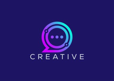 Minimalist Teknoloji modern sohbet logosu tasarım vektör şablonu. Yaratıcı modern sohbet logosu