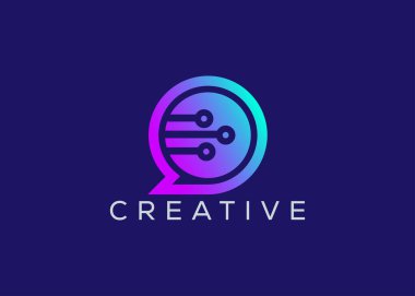 Minimalist Teknoloji modern sohbet logosu tasarım vektör şablonu. Yaratıcı modern sohbet logosu