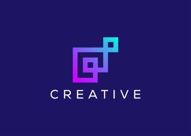 Minimalist ve Modern soyut dikdörtgen logo tasarım vektörü şablonu