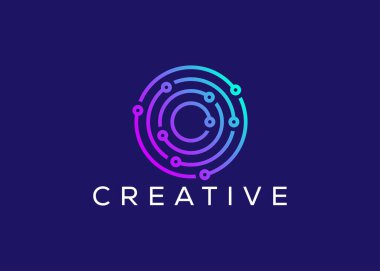 Minimalist ve modern teknoloji logo tasarım vektör şablonu. Yaratıcı modern Yenilikçi Yüksek Devre Teknoloji logosu