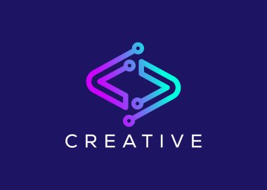 Minimalist ve modern teknoloji logo tasarım vektör şablonu. Yaratıcı modern Yenilikçi Yüksek Devre Teknoloji logosu