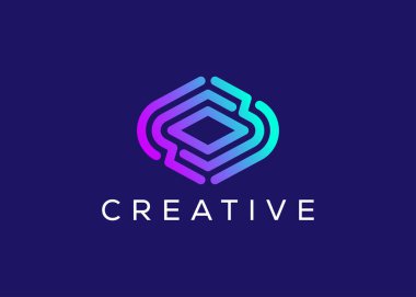 Minimalist ve modern teknoloji logo tasarım vektör şablonu. Yaratıcı modern Yenilikçi Yüksek Devre Teknoloji logosu