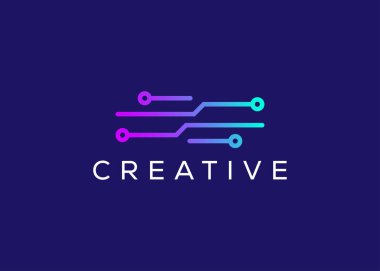 Minimalist ve modern teknoloji logo tasarım vektör şablonu. Yaratıcı modern Yenilikçi Yüksek Devre Teknoloji logosu