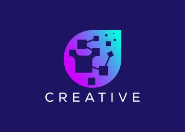 Minimalist ve modern teknoloji logo tasarım vektör şablonu. Yaratıcı modern Yenilikçi Yüksek Devre Teknoloji logosu