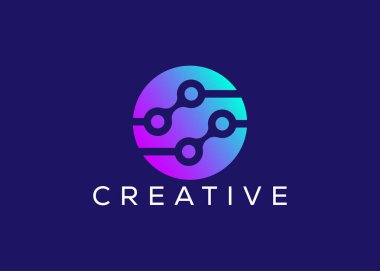 Minimalist ve modern teknoloji logo tasarım vektör şablonu. Yaratıcı modern Yenilikçi Yüksek Devre Teknoloji logosu