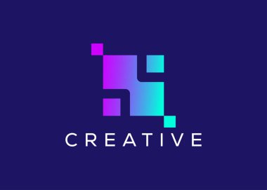 Minimalist ve modern teknoloji logo tasarım vektör şablonu. Yaratıcı modern Yenilikçi Yüksek Devre Teknoloji logosu