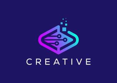 Minimalist ve modern teknoloji logo tasarım vektör şablonu. Yaratıcı modern Yenilikçi Yüksek Devre Teknoloji logosu