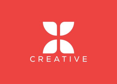 Yaratıcı ve minimal harf X logo vektör şablonu. Soyut X harfi logosu