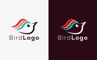 Minimalist Şirin Kuş vektör logosu. Modern renkli Kuş vektör logosu. soyut renkli sinekkuşu logosu