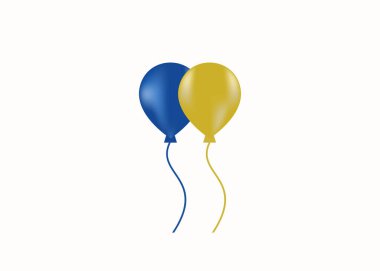 Minimalist 3D renkli balon logo tasarım vektör şablonu. Balonlar parti logosu tasarımı. Doğum günü partisi kutlama vektörü