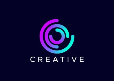 Yaratıcı ve asgari Çember teknolojisi logo vektör şablonu. Modern Çember teknoloji logosu