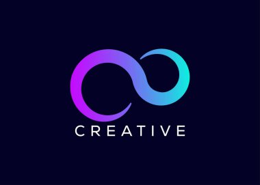 Yaratıcı ve minimal renkli sonsuz logo vektör şablonu. Modern sınırsız renkli logo