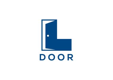 Yaratıcı ve minimal harf L kapısı logo vektör şablonu