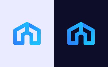 Yaratıcı ve en az renkli ev logosu vektör şablonu. Modern ev logosu