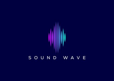 Minimalist ses dalgası vektör logosu. Modern ses dalgası logosu. Müzik Logosu