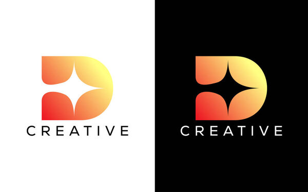 Минималистский профессиональный буква D искры шаблон логотипа. Логотип вспышки буквы D