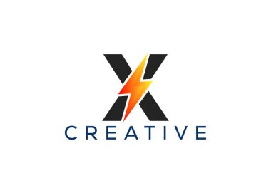 En düşük ve profesyonel harf X gök gürültüsü logo tasarım şablonu