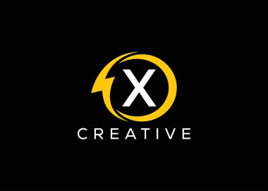 En düşük ve profesyonel harf X gök gürültüsü logo tasarım şablonu