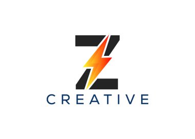 Asgari ve profesyonel harf Z gök gürültüsü logo tasarım şablonu