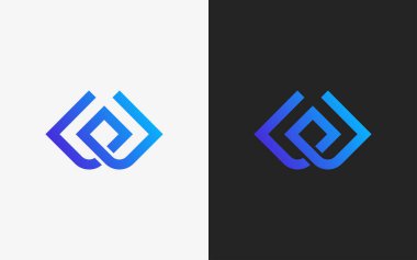 Asgari ve profesyonel harf w soyut teknoloji logo tasarım şablonu