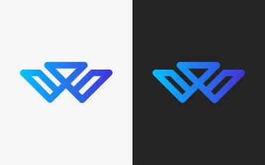 Asgari ve profesyonel harf w soyut teknoloji logo tasarım şablonu