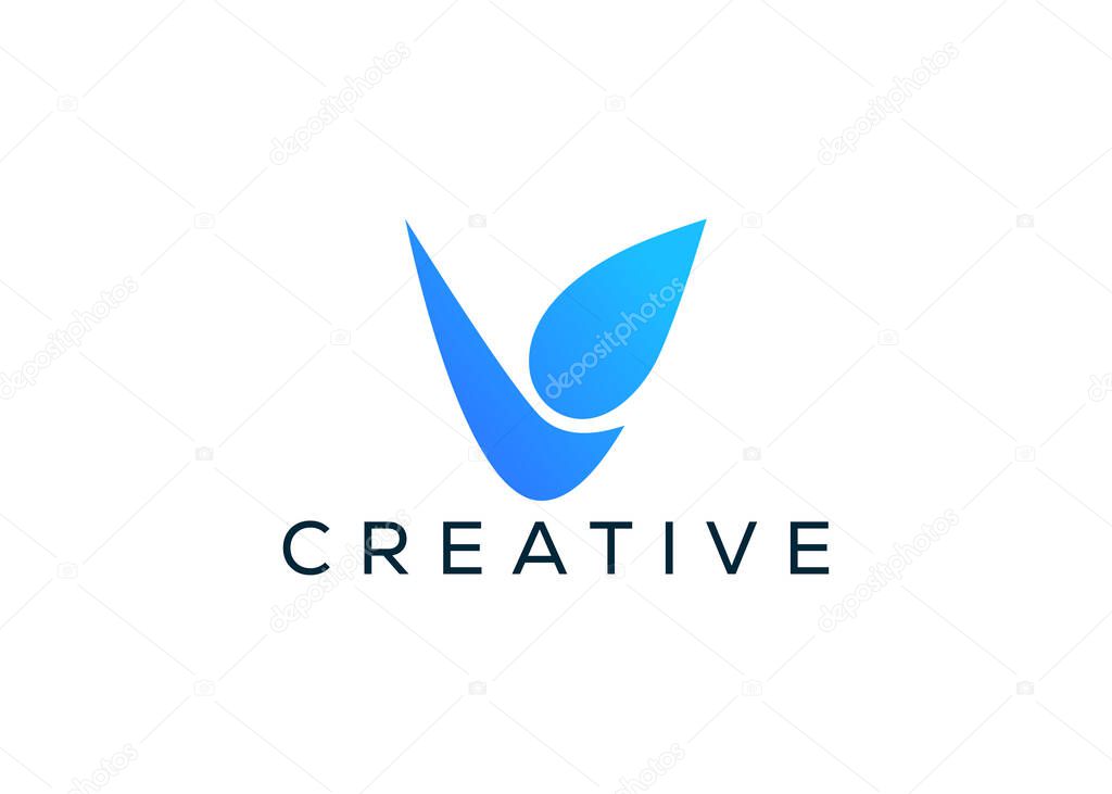Minimal and professional abstract letter V logo design template