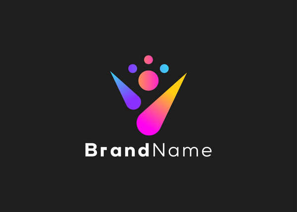 Minimalist letter V technology logo. Modern style business futuristic tech logo