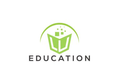L U harfi. Eğitim logosu. Modern tarz L U öğrenme logosu