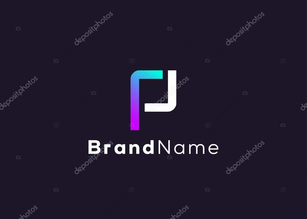 Minimalist letter r P logo template