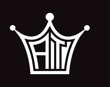 Crown şekli AT harfi logo tasarım sanatı