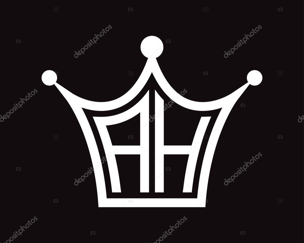 Crown shape AH letter logo design vector art