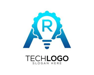 teknoloji gradyan renk harfi r logosu