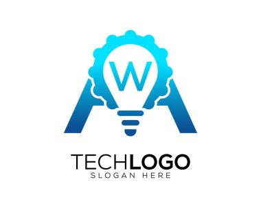 teknoloji gradyan renk harfi w logosu
