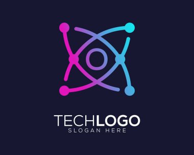 teknoloji gradyan renkli logo harfi